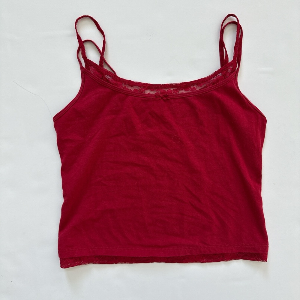 wild fable Red Lace-Trim Cropped Cami